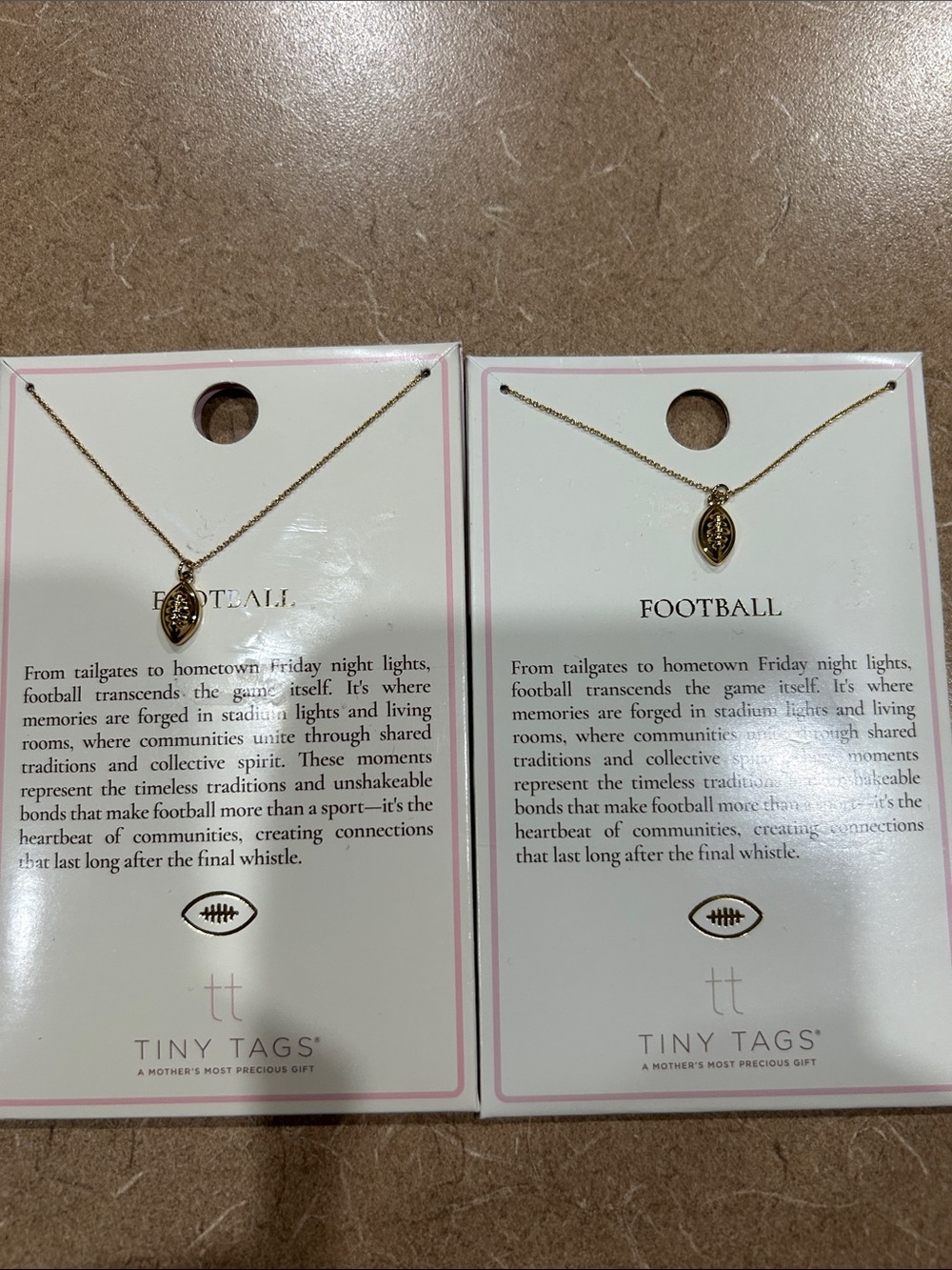Tiny Tags Gold Football Pendant Necklace Set NWT - Picture 2 of 3